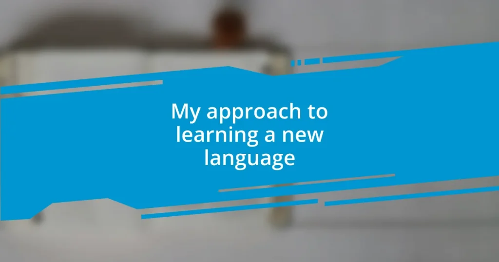 My approach to learning a new language