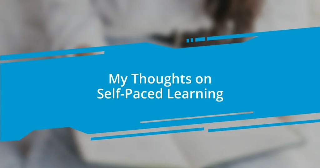 My Thoughts on Self-Paced Learning