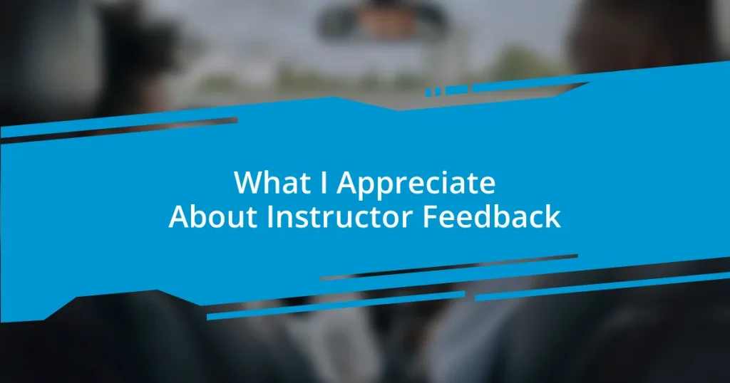 What I Appreciate About Instructor Feedback